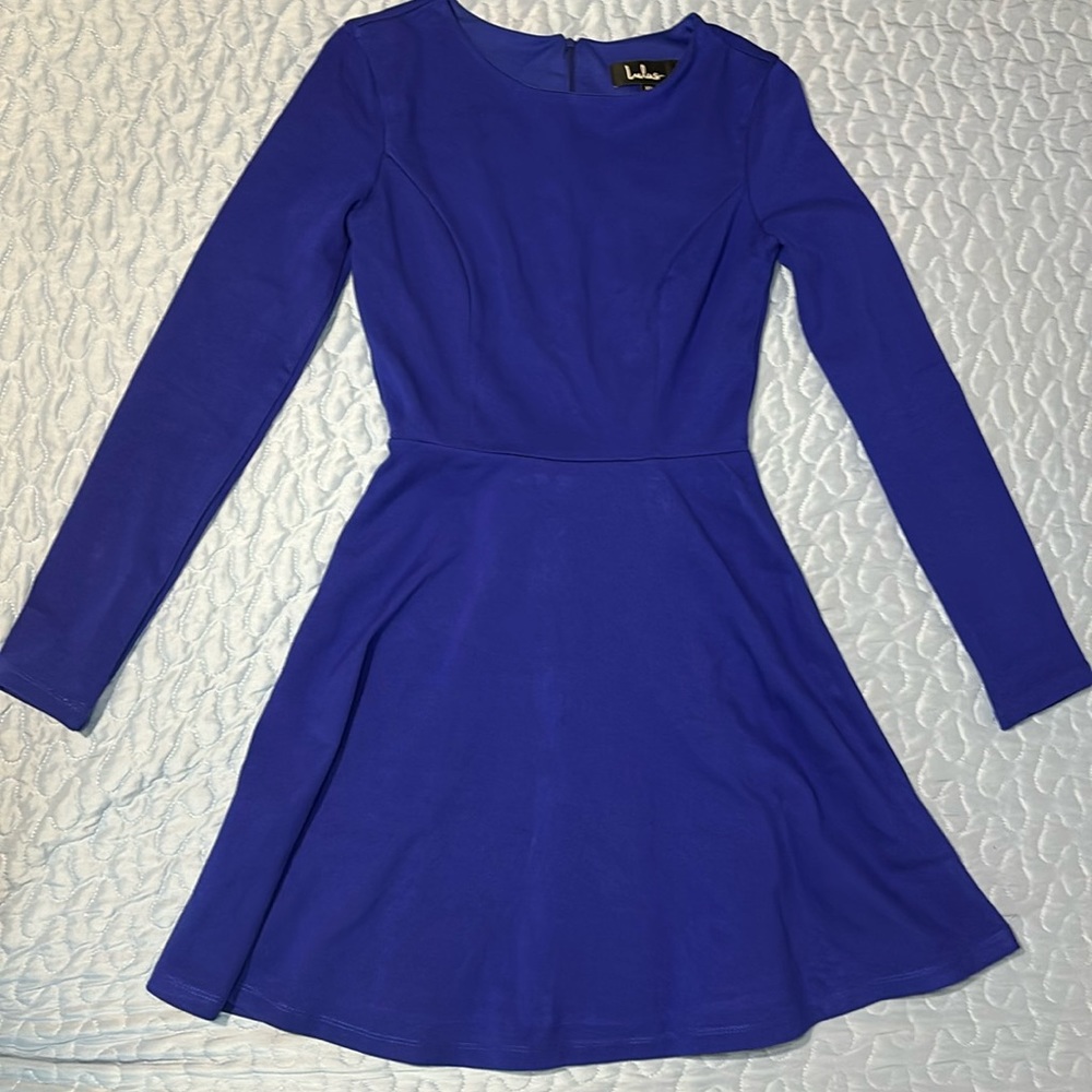 Lulu’s Royal Blue Long Sleeve Back Zipper Flare Dress